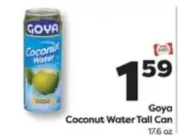 Weis Markets Goya coconut water tall can offer