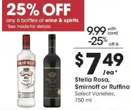 Fry's Stella Rosa, Smirnoff or Ruffino offer