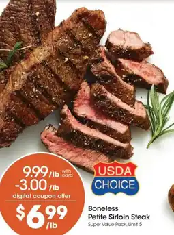 Fry's Usda choice boneless petite sirloin steak offer
