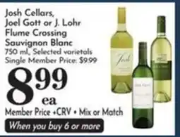 Pavilions Josh Cellars, Joel Gott or J. Lohr Flume Crossing Sauvignon Blanc offer