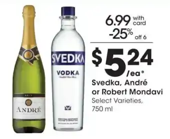 Svedka, Andre or Robert Mondavi