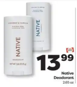 Weis Markets Native Deodorant offer
