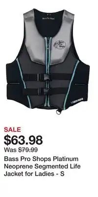 Cabela's Bass Pro Shops Platinum Neoprene Segmented Life Jacket for Ladies - S offer