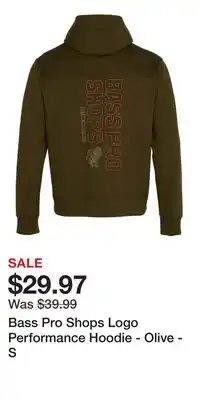 Cabela's Bass Pro Shops Logo Performance Hoodie - Olive - S offer