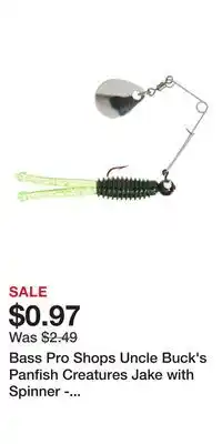 Cabela's Bass Pro Shops Uncle Buck's Panfish Creatures Jake with Spinner - Black Chartreuse Silver Flake offer