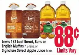 Jewel-Osco Lewis 1/2 Loaf Bread, Buns or English Muffins offer