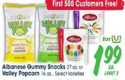 Jewel-Osco Albanese Gummy Snacks or Valley Popcorn offer