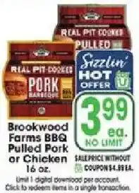 Jewel-Osco Brookwood Farms BBQ Pulled Pork or Chicken offer