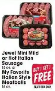 Jewel-Osco Jewel mini mild or hot italian sausage offer