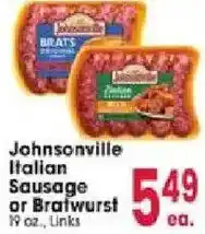 Jewel-Osco Johnsonville Italian Sausage or Bratwurst offer