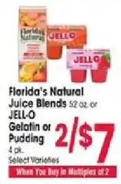 Jewel-Osco Florida's Natural Juice Blends or Jell-O Gelatin or Pudding offer