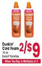 Jewel-Osco Dunkin' Cold Foam offer