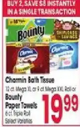 Jewel-Osco Charmin Bath Tissue or Bounty Paper Towels offer