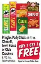Jewel-Osco Pringles Party Stack, Cheez-It, Town House or Club Crackers offer