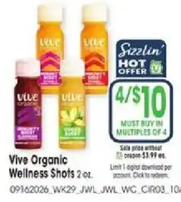 Jewel-Osco Vive Organic Wellness Shots offer