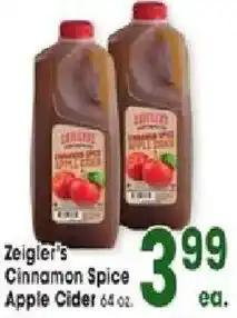Jewel-Osco Zeigler's Cinnamon Spice Apple Cider offer
