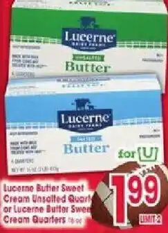 Jewel-Osco Lucerne butter sweet cream unsalted quart or lucerne butter sweet cream quarters offer