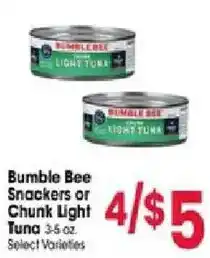 Jewel-Osco Bumble Bee Snackers or Chunk Light Tuna offer