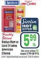 Jewel-Osco Freshly Sliced Krakus or Land O Lakes American Cheese offer