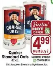 Jewel-Osco Quaker standard oats offer