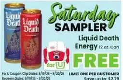 Jewel-Osco Liquid Death Energy offer