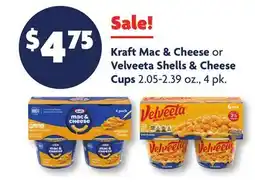 Family Dollar Kraft Mac & Cheese or Velveeta Shells & Cheese Cups offer