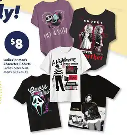 Family Dollar Ladies' or Men's Character T-Shirts offer