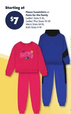 Family Dollar Fleece Sweatshirts or Pants for the Family offer