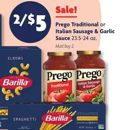 Family Dollar Prego Traditional or Italian Sausage & Garlic Sauce offer