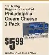 Key Food Philadelphia Cream Cheese 2 Pack offer