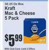 Key Food Kraft Mac & Cheese 5 Pack offer