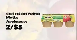 Crosby's Marketplace Mott's Applesauce offer