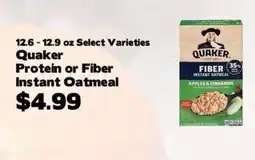 Crosby's Marketplace Quaker protein or fiber instant oatmeal offer