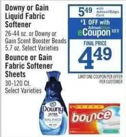 Price Chopper Downy or Gain Liquid Fabric Softener offer