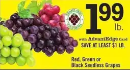 Price Chopper Red, Green or Black Seedless Grapes offer