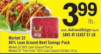 Price Chopper Market 32 80% Lean Ground Beef Savings Pack offer