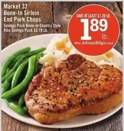 Price Chopper Market 32 Bone-In Sirloin End Pork Chops offer