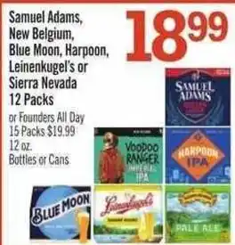 Price Chopper Samuel Adams, New Belgium, Blue Moon, Harpoon, Leinenkugel's or Sierra Nevada offer