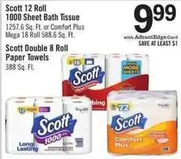Price Chopper Scott 12 Roll 1000 Sheet Bath Tissue offer