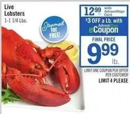 Price Chopper Live Lobsters offer