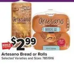 Giant Food Artesano Bread or Rolls offer