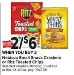 Giant Food Nabisco Small Snack Crackers or Ritz Toasted Chips offer