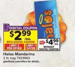 Giant Food Halos Mandarins offer
