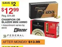 Dunham's Sports Blazer Champion or Blazer 9mm Ammo offer