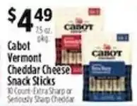 Pioneer Supermarkets Cabot Vermont Cheddar Cheese Snack Sticks offer