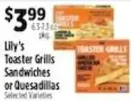 Pioneer Supermarkets Lily's Toaster Grills Sandwiches or Quesadillas offer