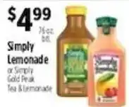 Pioneer Supermarkets Simply Lemonade or Simply Gold Peak Tea & Lemonade offer