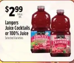 Pioneer Supermarkets Langers juice cocktails offer