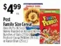 Pioneer Supermarkets Post Family Size Cereal offer
