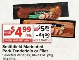 Giant Food Smithfield Marinated Pork Tenderloin or Filet offer
